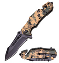 Digital Camo Tactical Spring Assist Rescue Folding Pocket Knife EDC