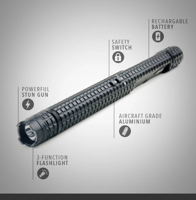 KNIGHTRO Tactical Stun Gun Baton with 300 Lumen 5 Function Light