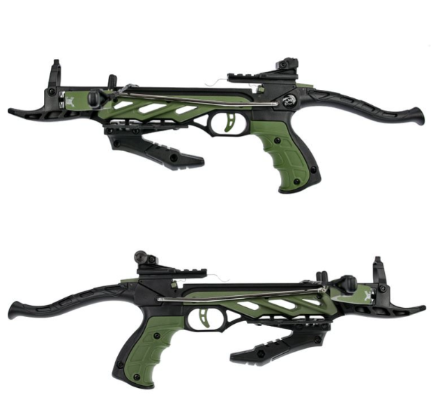 80lb Self Cocking Pistol CrossBow With Forearm Grip Olive