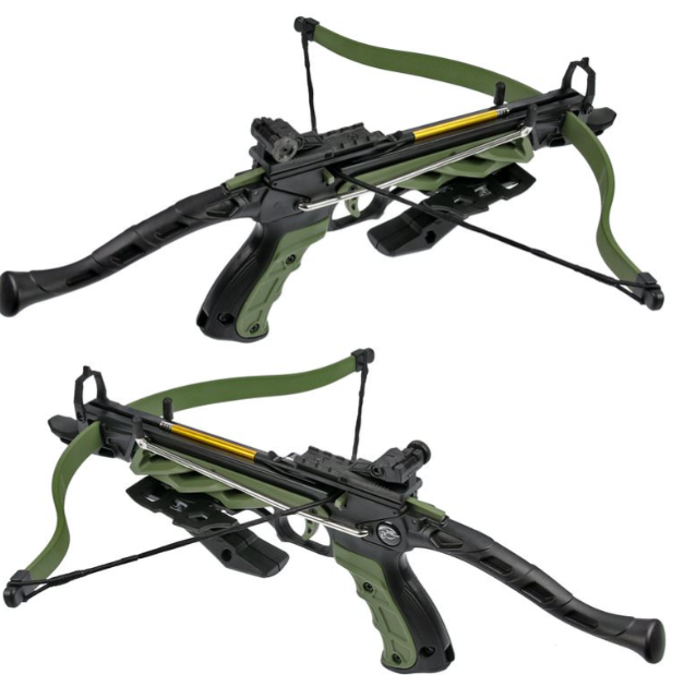80lb Self Cocking Pistol CrossBow With Forearm Grip Olive