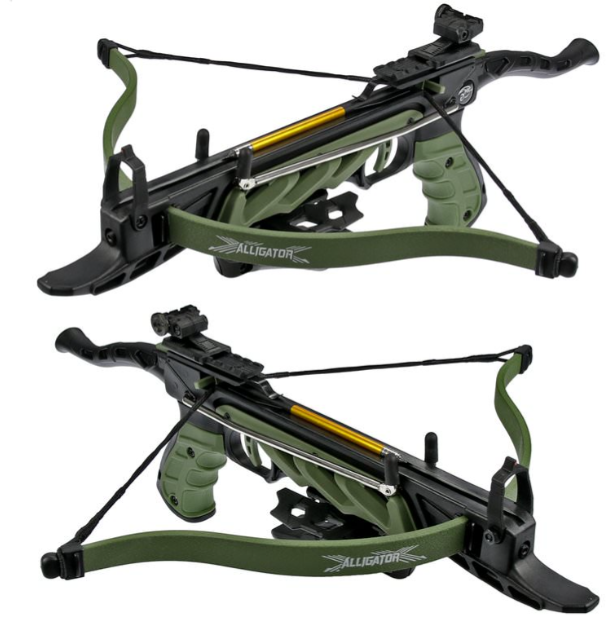 80lb Self Cocking Pistol CrossBow With Forearm Grip Olive